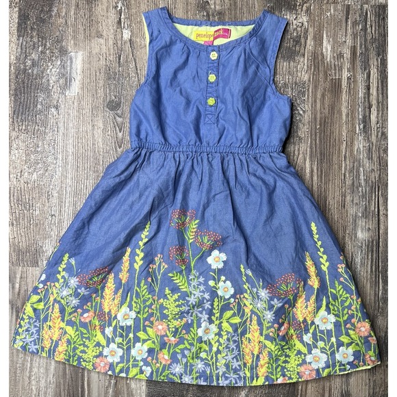Girls Penelope Mack Blue Floral Dress Sz 4T - Picture 1 of 4